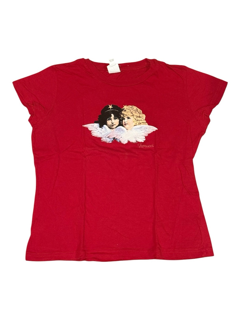 Fiorucci Y2K Red Angel Graphic Short Sleeve Tee - Size Large